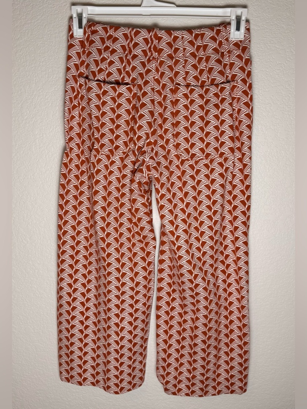 Anthropologie Maeve Rust Orange & White Printed Pants Sz 27P